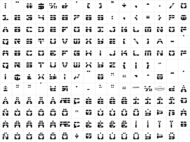 Vyper Laser Regular Character Map Vyper Laser Regular Character Map
