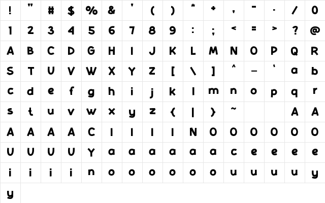 WACKOZ Regular Character Map WACKOZ Regular Character Map