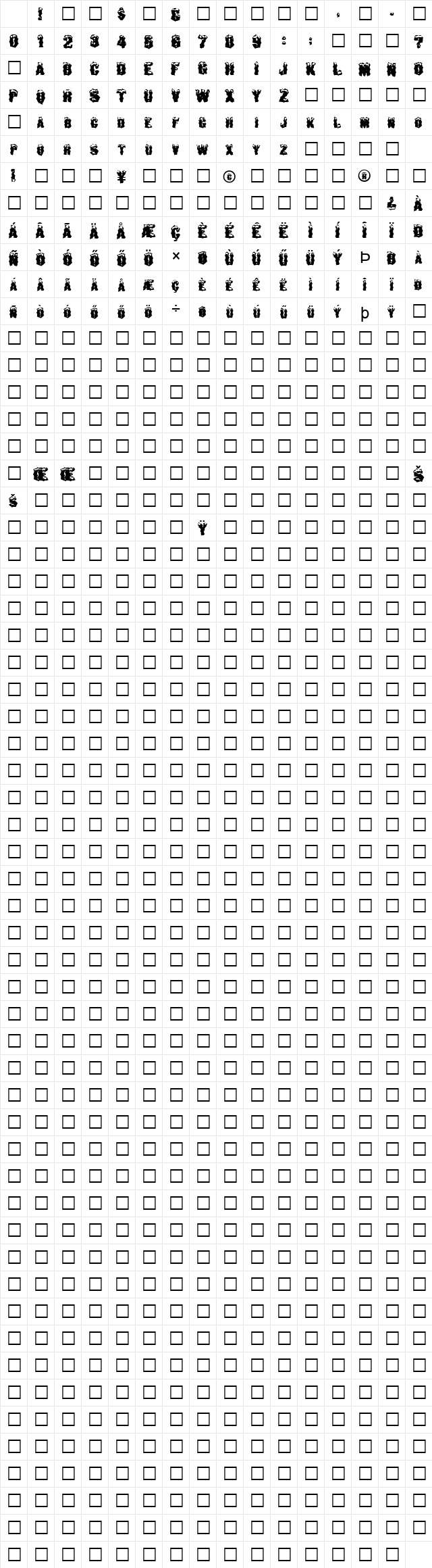 WACKY29 HU Normal Character Map
