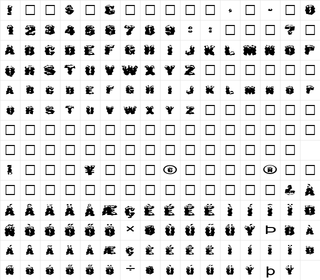 WACKY29 EX HU Normal Character Map