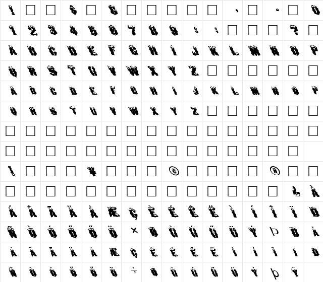 WACKY29 LEFTY HU Normal Character Map