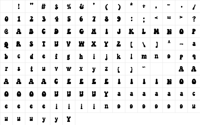 KUBIQA Regular Character Map KUBIQA Regular Character Map
