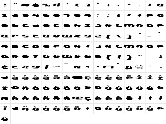 Kubrick Leftalic Leftalic Character Map