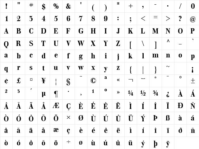 WalburnBlack Regular Character Map WalburnBlack Regular Character Map