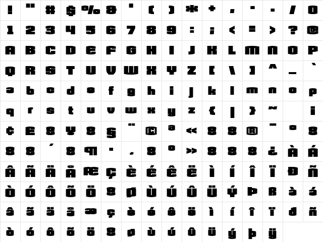 Armada Regular Character Map