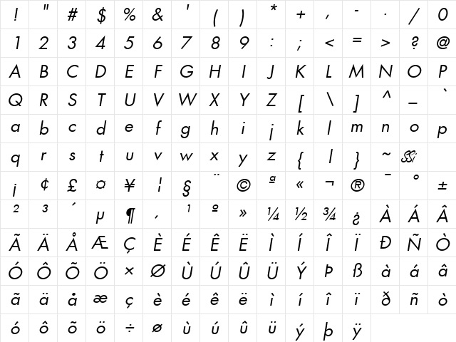 Kudos Book SSi Book Italic Character Map