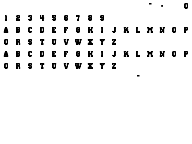 Wanted M54 Regular Character Map