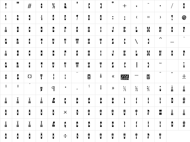 WantedPoster Regular Character Map