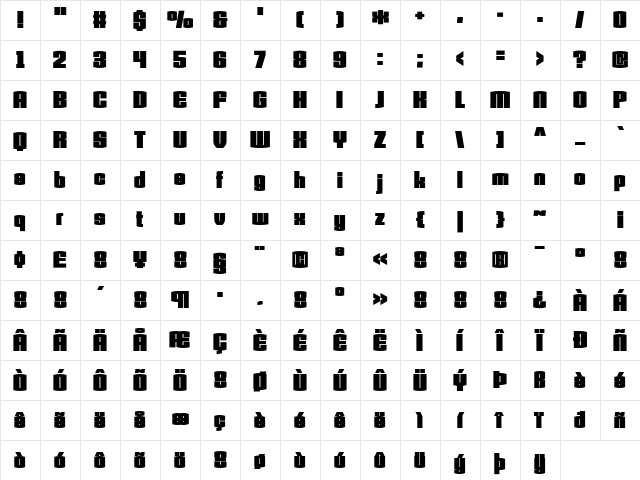 Armada Regular Character Map