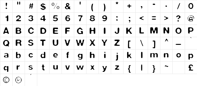 Warp 1 Regular Character Map