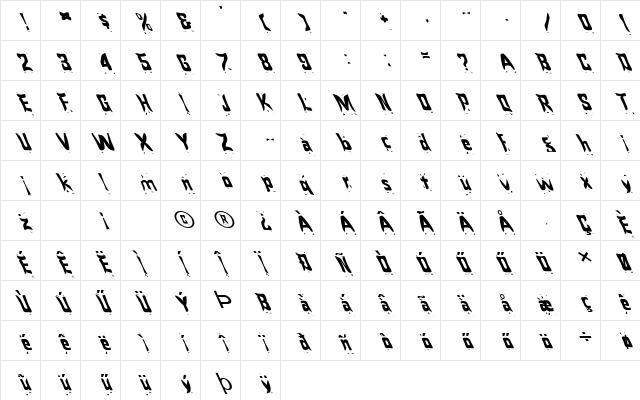WARPED24-LEFTYHU Normal A Character Map