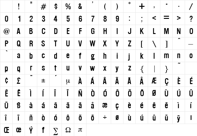 Washington Regular Character Map Washington Regular Character Map