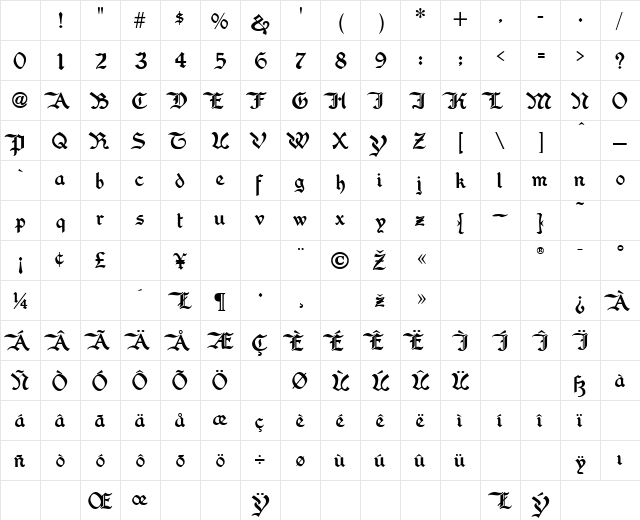 Washington Text Regular Character Map Washington Text Regular Character Map