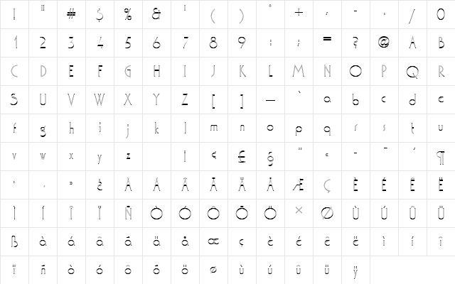 WashingtonDExtLigOu1 Regular Character Map