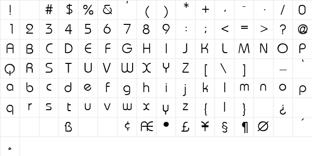 WashingtonMetro Bold Character Map