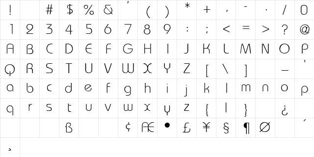 WashingtonMetro Regular Character Map