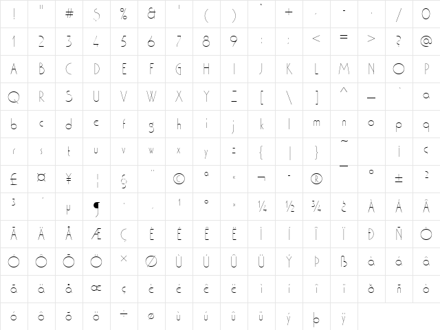 Washington Becker Ext Light Regular Character Map