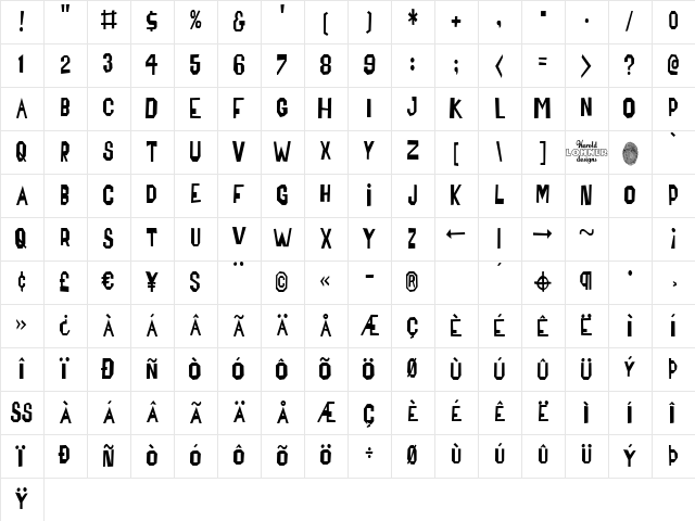 Bensfolk Condensed Regular Character Map