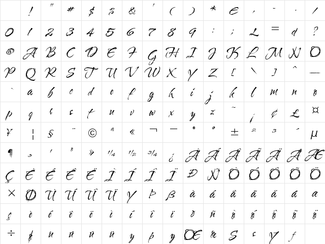 WaterBrushROB Regular Character Map WaterBrushROB Regular Character Map
