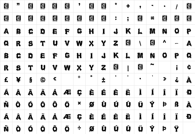 Water Splash Regular Character Map Water Splash Regular Character Map