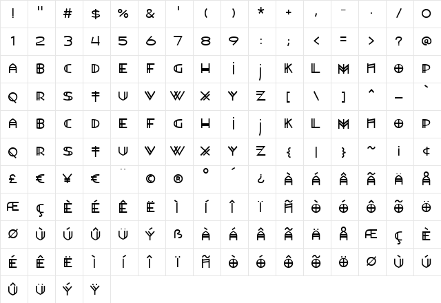 Watertown Alternate Regular Character Map