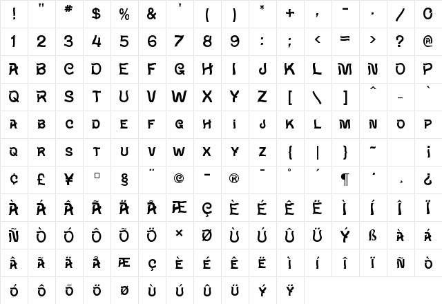 Waverly Regular Character Map