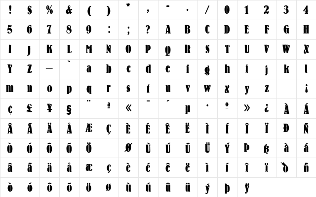 Waverly Regular Character Map