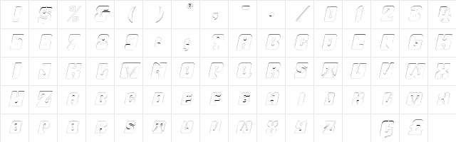 WavyOrnamentalOutline Oblique Character Map