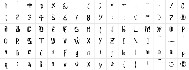 Waxtrax Medium Character Map