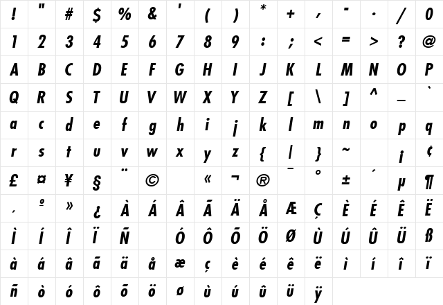 KudosBlackCondSSK BoldItalic Character Map