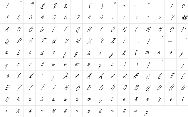 WhisperWrite Regular Character Map WhisperWrite Regular Character Map