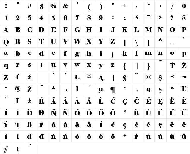 WalbaumBucTEE Bold Character Map