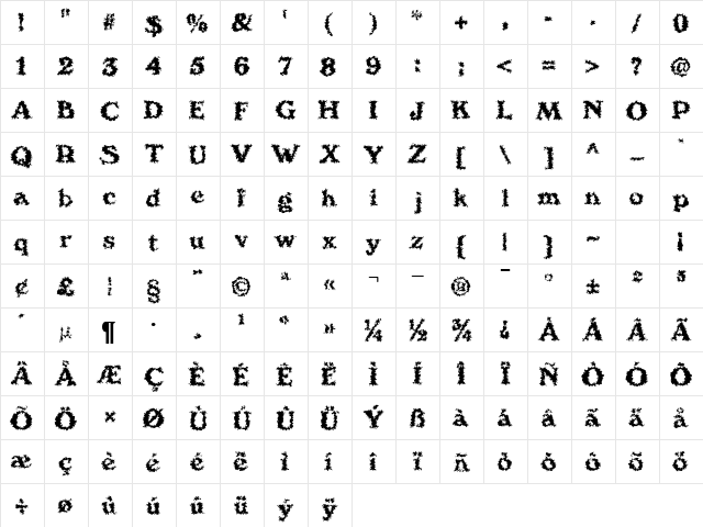 We4 DB Normal Character Map