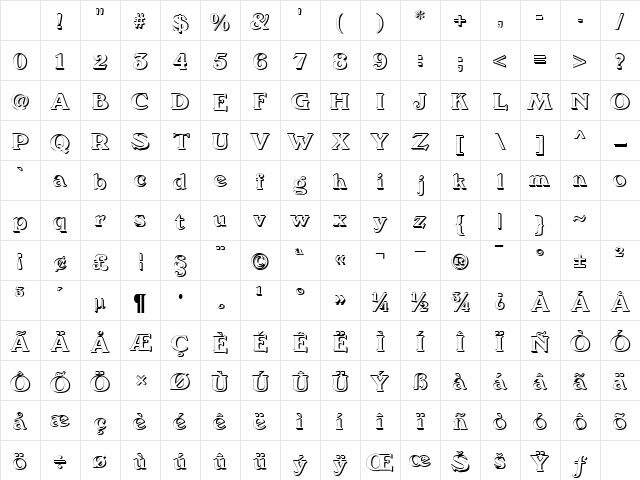 We5 DB Normal Character Map We5 DB Normal Character Map