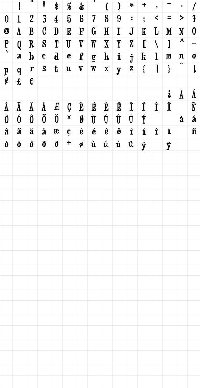 webster Regular Character Map webster Regular Character Map