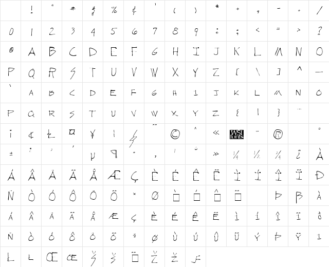 WebstersHand Regular Character Map WebstersHand Regular Character Map