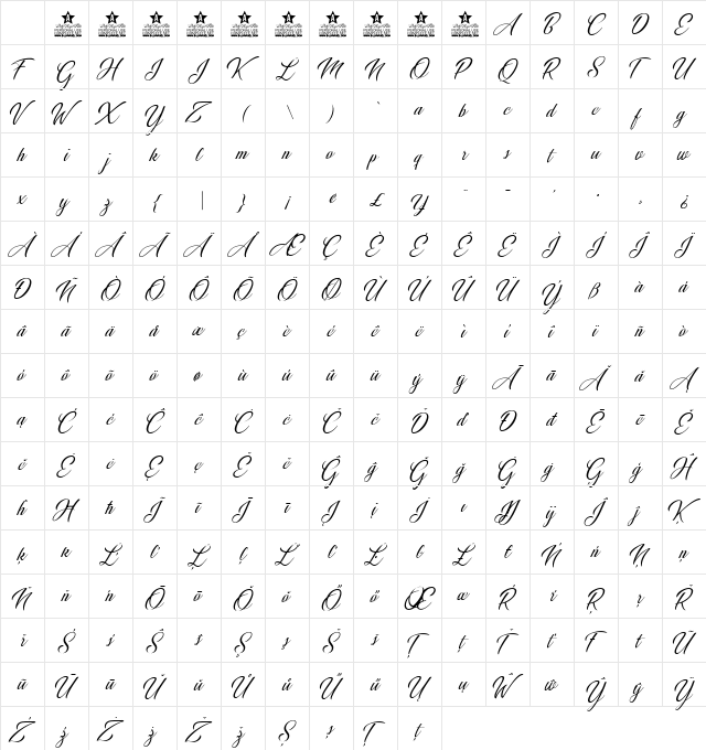 Weddingday Personal Use Regular Character Map Weddingday Personal Use Regular Character Map