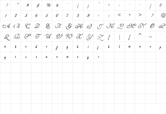 WeddingScript Bail Regular Character Map WeddingScript Bail Regular Character Map