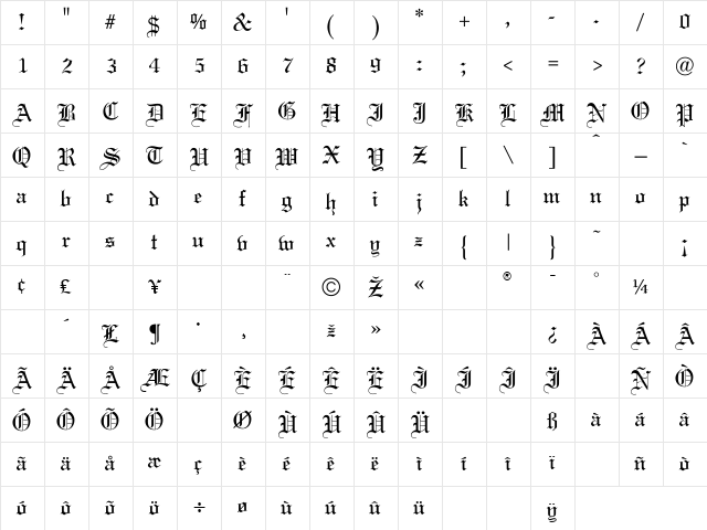 WeddingText Regular Character Map WeddingText Regular Character Map
