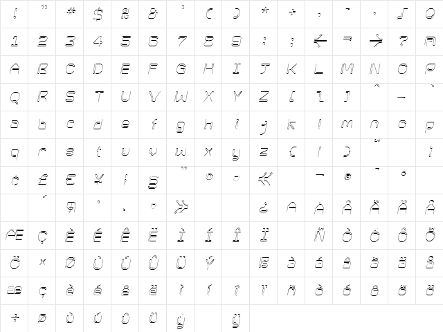 KneeonLight Italic Regular Character Map KneeonLight Italic Regular Character Map