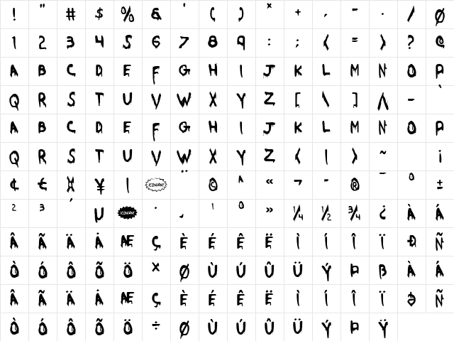 Were-Beast Condensed Condensed Character Map