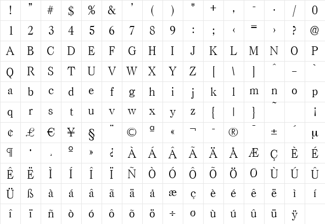 WesleyBecker-Light Regular Character Map