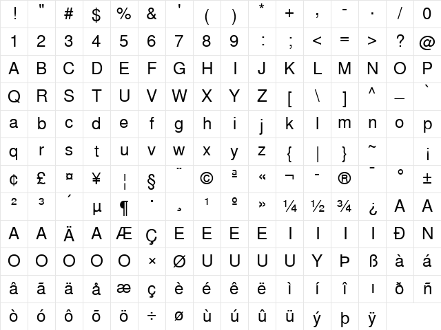 WestSansSSK Regular Character Map