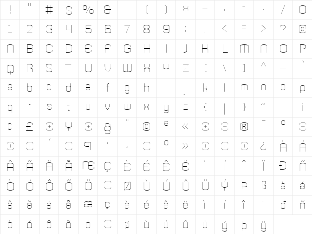 Armada Regular Character Map