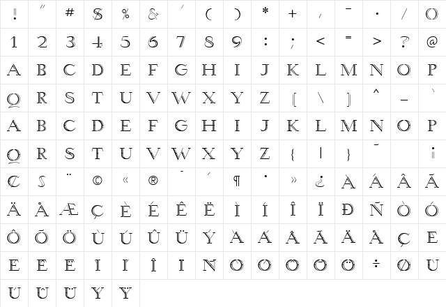 Wetetque Bold Character Map