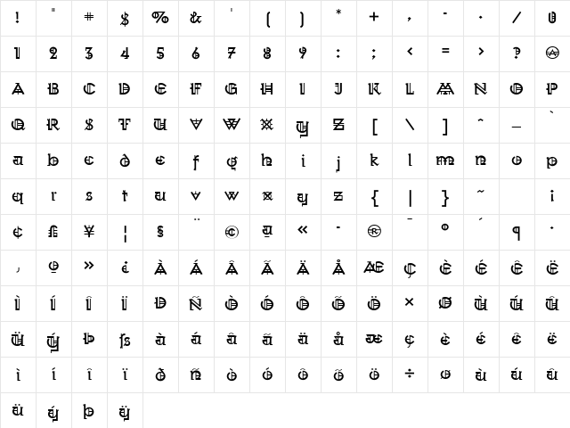 WexfordOakley Regular Character Map