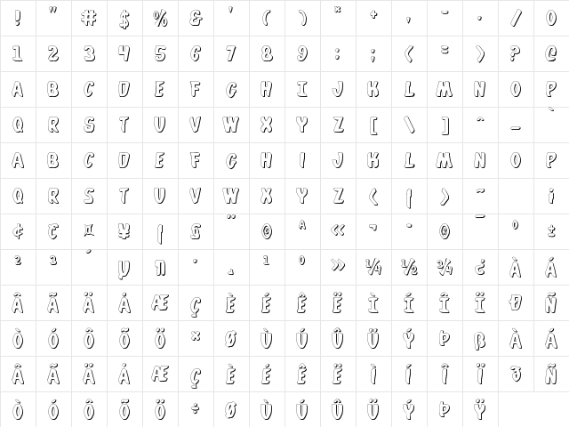 Whatafont Shadow Shadow Character Map