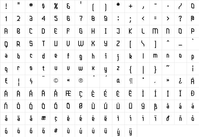 WhichitTwo Bold Character Map
