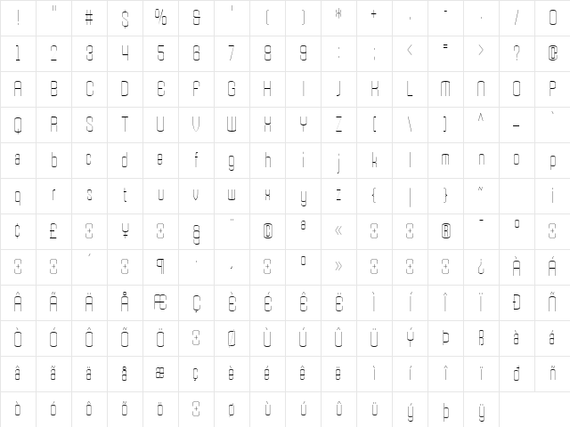 Armada Regular Character Map