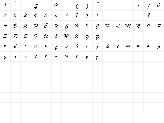 Whispers 3 Regular Character Map